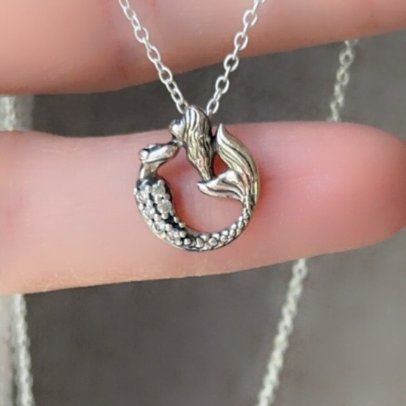 Sterling Silver CZ Mermaid Necklace - Picture 9 of 9